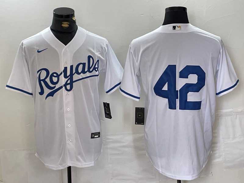 Men%27s Kansas City Royals #42 Jackie Robinson White Cool Base Stitched Baseball Jersey